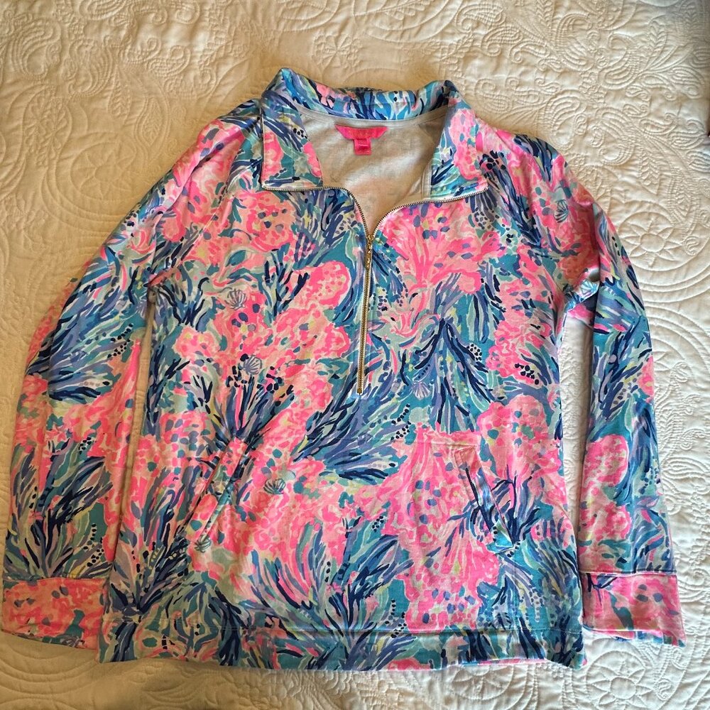EUC Lilly Pulitzer UPF 50+ Popover in Fan Sea Pants - Size L